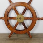 Vtg Maritime Nautical Cove Boat Wooden Ship Helm Steering Wheel 18    Wood Brass