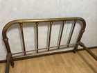 Antique Full  Brass   Iron Bed Frame Headboard Footboard Tapered Pin Rail Wheels