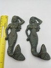 Pair Of Vintage Bronze Cast Iron Mystical Mermaid Wall Decor  6  Nautical Fish