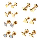 6 7 9 12 Pairs Surgical Stainless Steel Hypoallergenic Flat Back Stud Earrings
