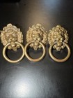 Antique Vintage Solid Brass Lions Lion s Head Knob Pull Drop Handle