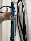 Western Nylon Headstall Bridle  Reins   Snaffle Bit Turquoise Blue Black