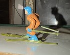 Antique Barclay Winter Scene Hc Lead Skier Orange   Blue