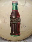 Vintage 1950s Coca Cola Bottle White Button Metal Sign 24 