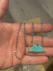 Sterling Silver Native American Sw Turquoise Mountain Bar Necklace Pendant  925