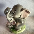Vintage Ceramic Elephant With Baby Bank From Quon   Japan
