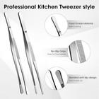 2 Pcs 12-inch Stainless Steel Kitchen Tongs Tweezers For Cooking Camping