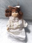 Vtg Dollhouse Miniature Porcelain Girl W  Moveable Joints   Boy In Fixed Sitting