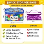 6 Packs Clear Toy Storage Bags  Colorful Pvc Waterproof Toy Organizer With Zip