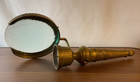 Vintage Mcm Art Deco Brass Candle Wall Sconce W  Magnifying Glass Lense  Missing