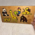 Wooden Peg Puzzle For Young Child Six Pieces Of Animals Vintage