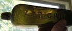 Olive Green African Emb Case Gin Bottle With Drippy Applied Lip