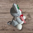 Vtg Fisher Price Puffalumps Christmas Mouse Gray Candy Cane Plush Stuffed 1987