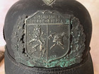 Antique German Leather Fire Helmet Nassau Firefighter Prussian Pickelhaube