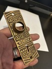 Antique Chicago Aesthetic Eastlake Victorian Cast Brass Door Knob Back Plate