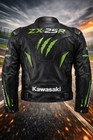 Kawasaki Zx-25r Ninja Racing Leather Jacket     Black   Green Sportbike Gear