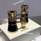 Rolex Green Lacquer Engraved Opera Binoculars Gold Trim Gift Rare Collectible
