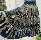     Stunning 1950s Vintage  Black Full Circle  Embellished Skirt    