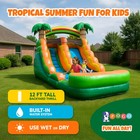 Pogo Commercial Inflatable Water Slide Pool 12  Tropical Kids Jumper With Blower