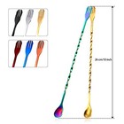 Boao 8 Pcs 10 Inch Long Bar Spoon Cocktail 10 Inches  Multicoloured