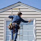 Aluminum Telescoping Extension Ladder Reach 8 5 Ft  Multi-purpose Non-slip Feet