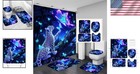 Elegant 4-piece Leopard Shower Curtain   Rug Set - Non-slip  Waterproof Decor