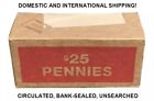           25 Bank Sealed Box Lincoln Penny Rolls W  Wheat  Memorial    Shield Cents