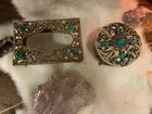 Vintage Mcm Gold Filigree Vanity Set Includes Mini Tissue Box And Trinket Holder