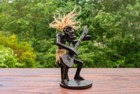 Wooden Hand Carved Primitive Tribal Guitarist Tiki Statue Bar Guitar Figurine -a