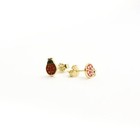 14k Yellow Gold Ladybug Enamel Earrings
