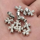 10 Cross Beads Antiqued Silver Spacers Metal Religious Catholic Findings 10mm