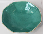 Antique Vintage Chinese Round Porcelain Bowl Dish Teal Interior Geometric
