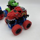 3x Big Wheel Friction Powered Dinosaur Monster Truck Vehicles Green red blue