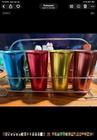 Set Of 8 Vintage Colorful Aluminum Tumblers Drinking Cups With Metal Carrier