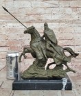 Handcrafted Bronze Knight Warrior On Horse Statue Sculpture Signed Kamiko
