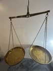 Antique Brass Balance Scale Hanging Pan Apothecary Jeweler Merchant 1890-1930