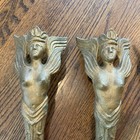 4 Antique Salvage Art Nouveau Cast Metal Legs Winged   Crowned Woman Claw Foot