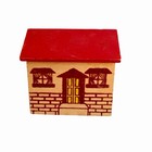 Vintage Shackman Style Wooden Miniature 4-room Dollhouse Red Roof Furnished 3 In