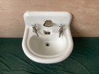 Antique 21x18 Cast Iron White Porcelain High Back Wall Sink Old Standard 326-26e