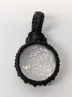 Sri Shri Yantra Chakra Pendant  Hand Etched On Natural Quartz Cord Wrapped  20mm