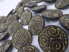 Vintage Ornate Shank Buttons Spiral Swirl Gold Black 15mm Lot Of 8 B8-1