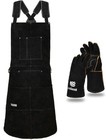 Leather Welding Apron - Heat   Flame-resistant With 6 Pockets  24 x36 