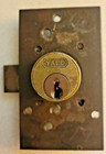 Vintage Yale Lock  Wardrobe cabinet closet 1 Key Brass W steel Plate Left right