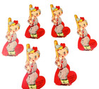Six Nos 1930 s 1940 s Die Cut Valentine Card Baseball Bat Boy Stand-up Usa Litho