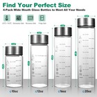 4 Pcs 12oz Glass Juice Bottles With Lids  Wide Mouth Glass Water Bottles With   