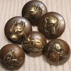 6 Rare Wonderful Tw w Paris French Antique Brass Hunt sport Buttons 