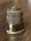 Simons Bros Sterling   14k Gold Thimble W  Feathery Scrolled Band Size 13