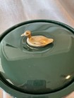 Vintage Hunter Green Ice Bucket With Handle   Brass Duck