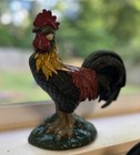 Vintage Cast Iron Hand Painted Rooster Door Stop Mantle Decor 8  Farmhouse Heavy