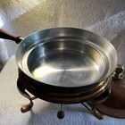 Vintage 4 Pc Copper Chafing Dish Warming Pan With 10   aluminum Pan  Wooden Handle